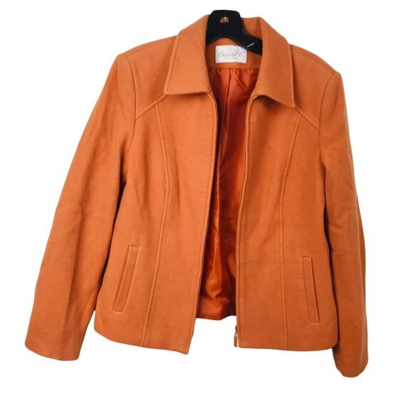 Minimalist Neutral Conrad C Camel Wool Zip Up Lined Jacket Women Size M - Picture 2 of 16